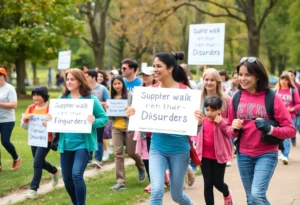 Families participating in the Walk for Apraxia in Chattanooga, supporting children with speech disorders.