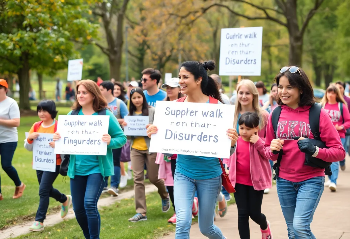 Families participating in the Walk for Apraxia in Chattanooga, supporting children with speech disorders.