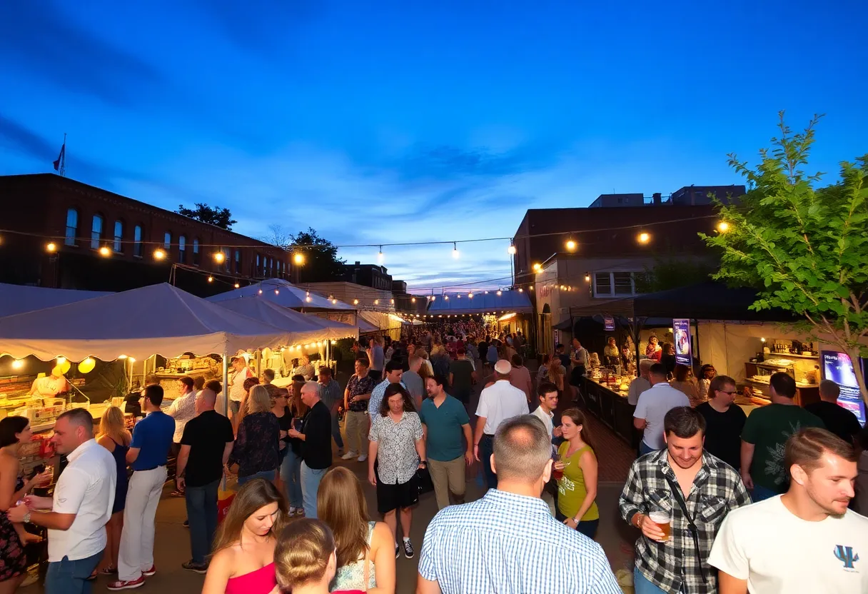 People enjoying a vibrant outdoor event in Chattanooga.