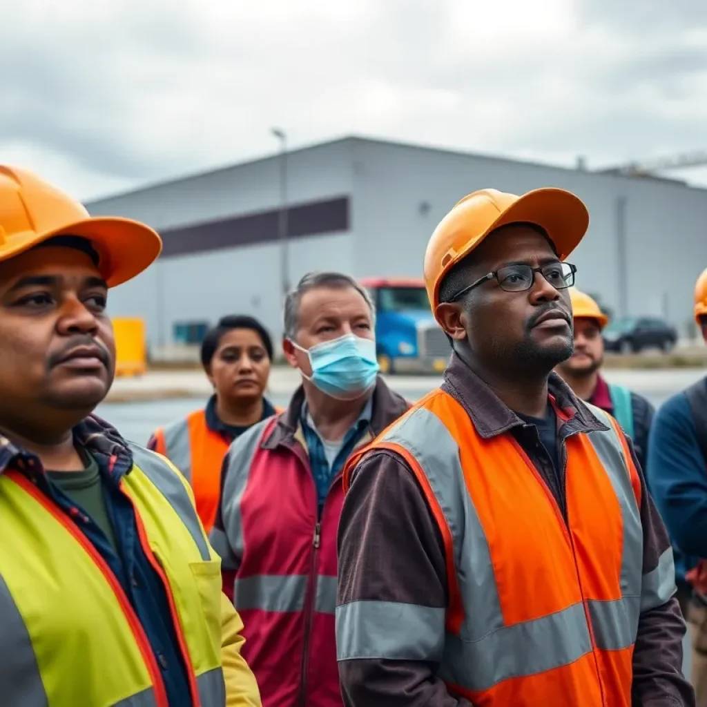 Group of workers in Chattanooga showing concern over layoffs