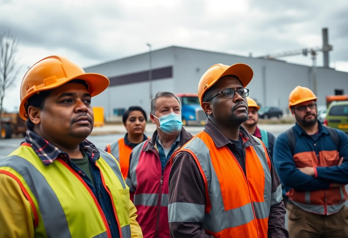 Group of workers in Chattanooga showing concern over layoffs