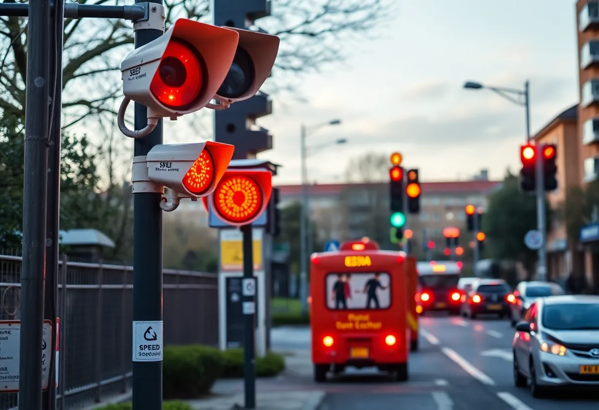 Speed cameras installed in a school zone in Chattanooga