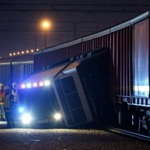 Scene of a train collision with a welding truck in Chattanooga