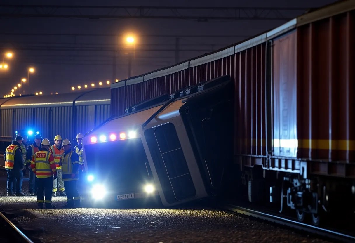 Scene of a train collision with a welding truck in Chattanooga