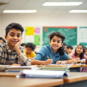 Students in a classroom focused on learning