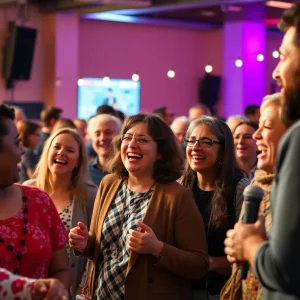 Audience enjoying the Comedy for Peace event