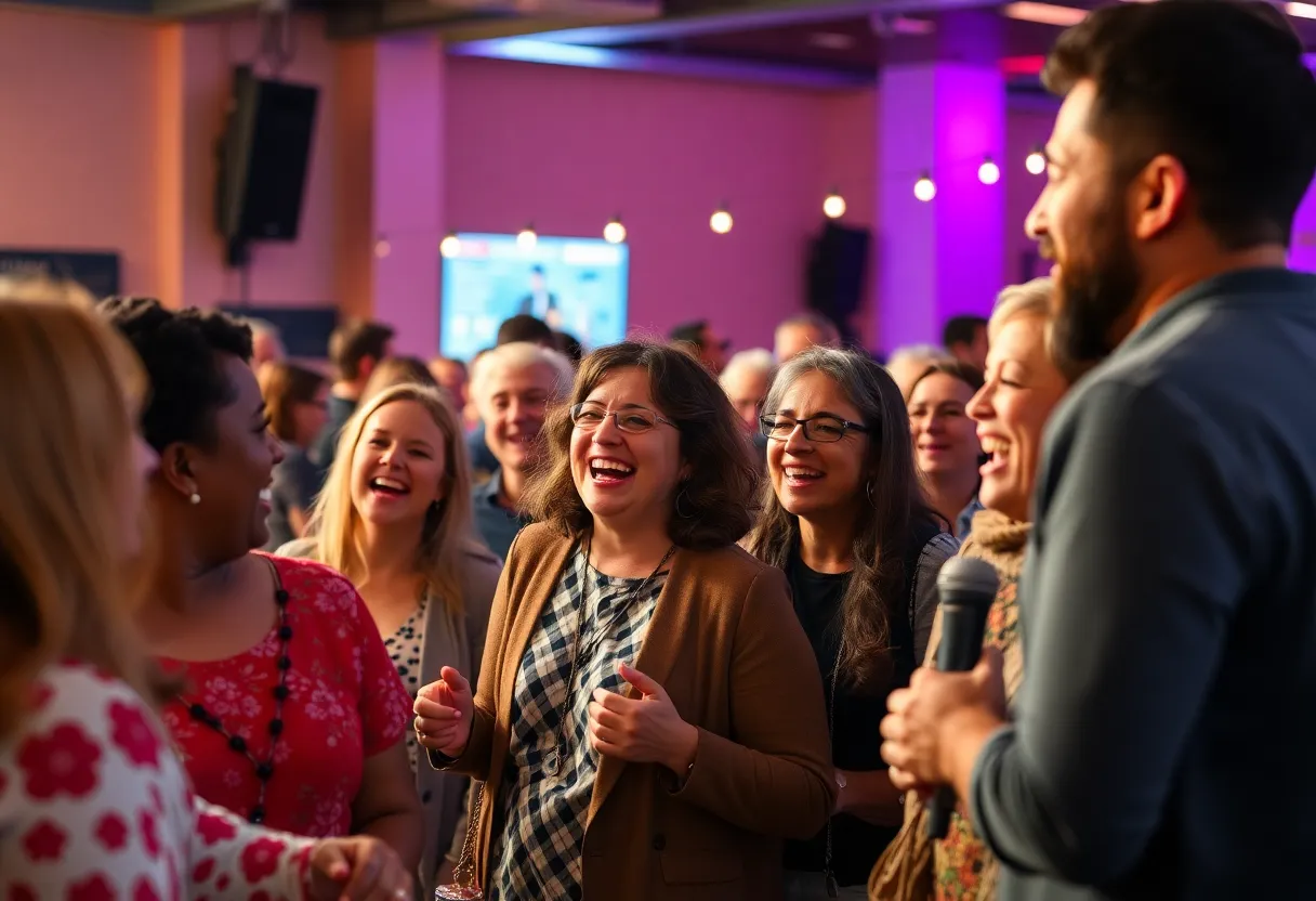 Audience enjoying the Comedy for Peace event