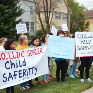 Community members rallying for child safety and protection