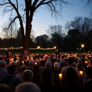 Community members gathered at a candlelight vigil in remembrance of Charlie Kirk