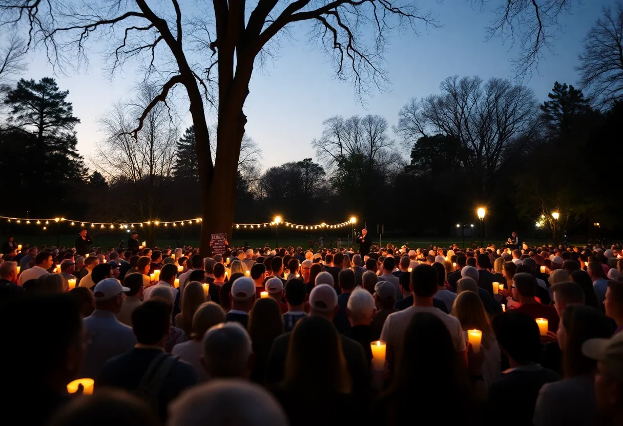 Community members gathered at a candlelight vigil in remembrance of Charlie Kirk