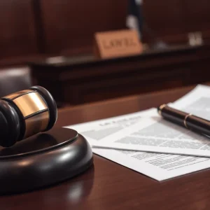 Courtroom during a sentencing hearing, symbolizing justice and legal proceedings.