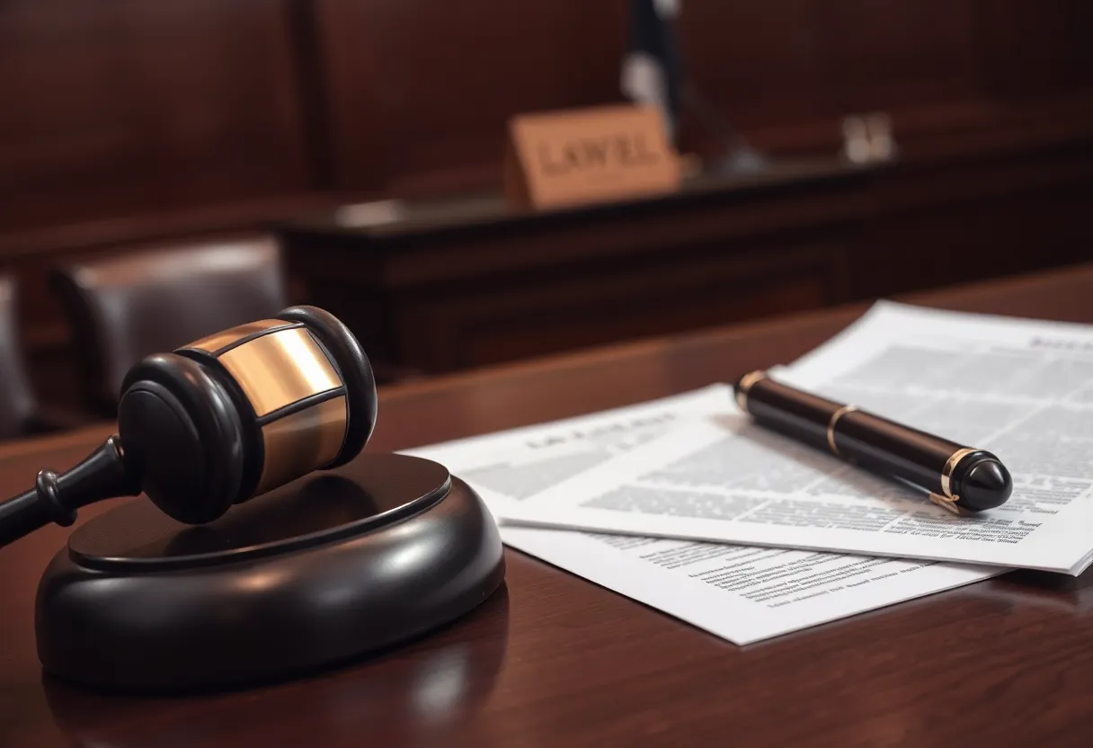 Courtroom during a sentencing hearing, symbolizing justice and legal proceedings.