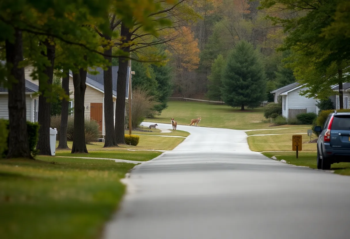 Coyote in a neighborhood in East Ridge, Tennessee