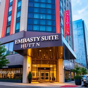 Exterior view of the new Embassy Suites by Hilton in Chattanooga