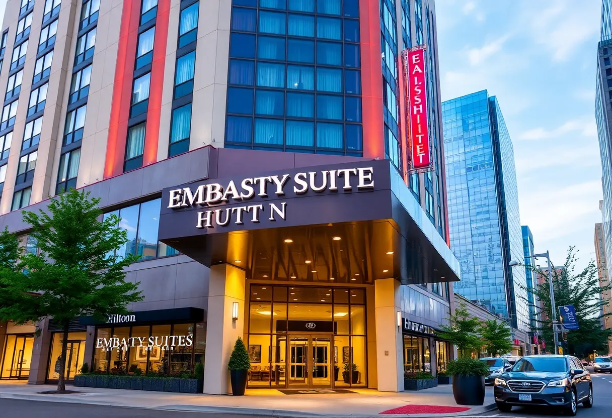 Exterior view of the new Embassy Suites by Hilton in Chattanooga