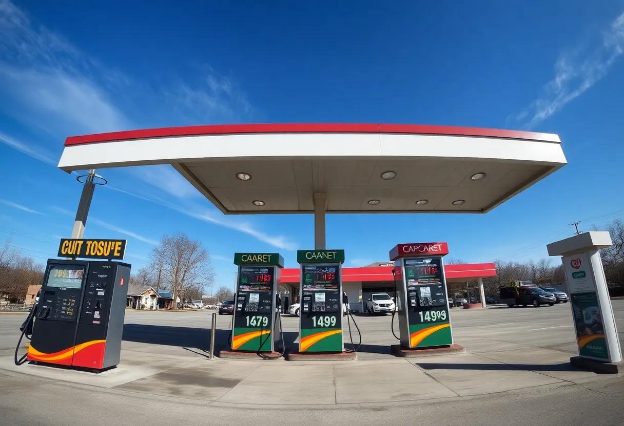 Gas station in Chattanooga showing fuel prices
