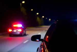 Police conducting a nighttime traffic stop