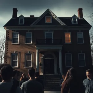 Fraternity house symbolizing hazing culture