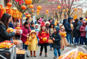 Families enjoying the Midtown Connect Fall Festival with Halloween decorations