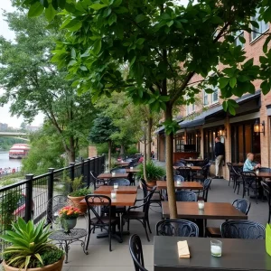 Patrons enjoying outdoor dining at restaurants in Chattanooga