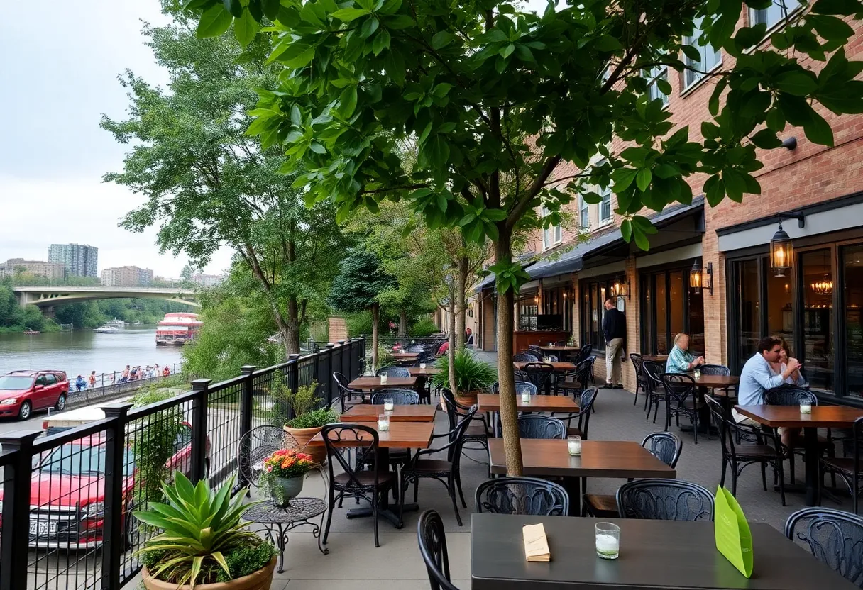 Patrons enjoying outdoor dining at restaurants in Chattanooga