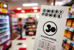 Winning Powerball ticket displayed at Kanku’s Express in Chattanooga