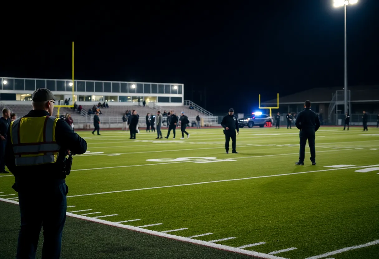 Police presence during a football game at Red Bank High School