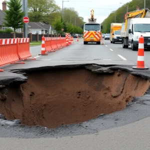 Large sinkhole on Heritage Landing Drive, Chattanooga