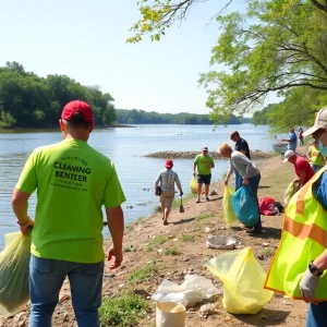 Volunteers cleaning the Tennessee River during the annual River Rescue event.