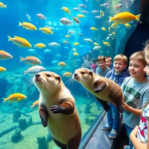 Students exploring aquatic life at the Tennessee Aquarium during College Days