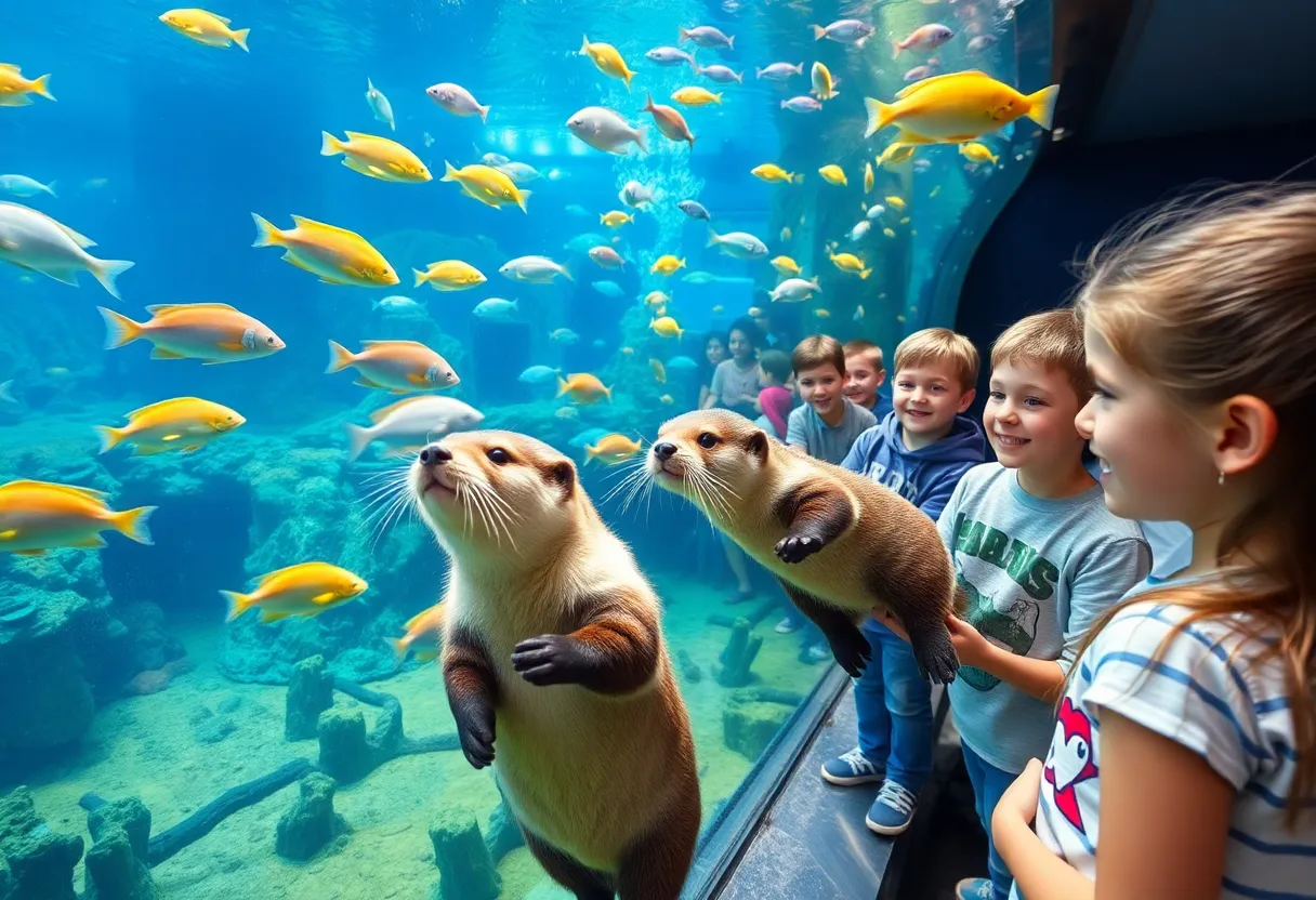 Students exploring aquatic life at the Tennessee Aquarium during College Days