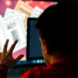 Frustrated user dealing with TicketMaster Error 401 on a computer.