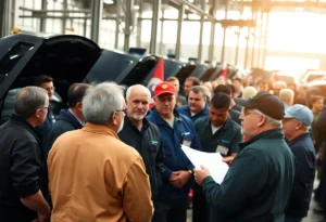 UAW members discussing strike authorization at Volkswagen plant