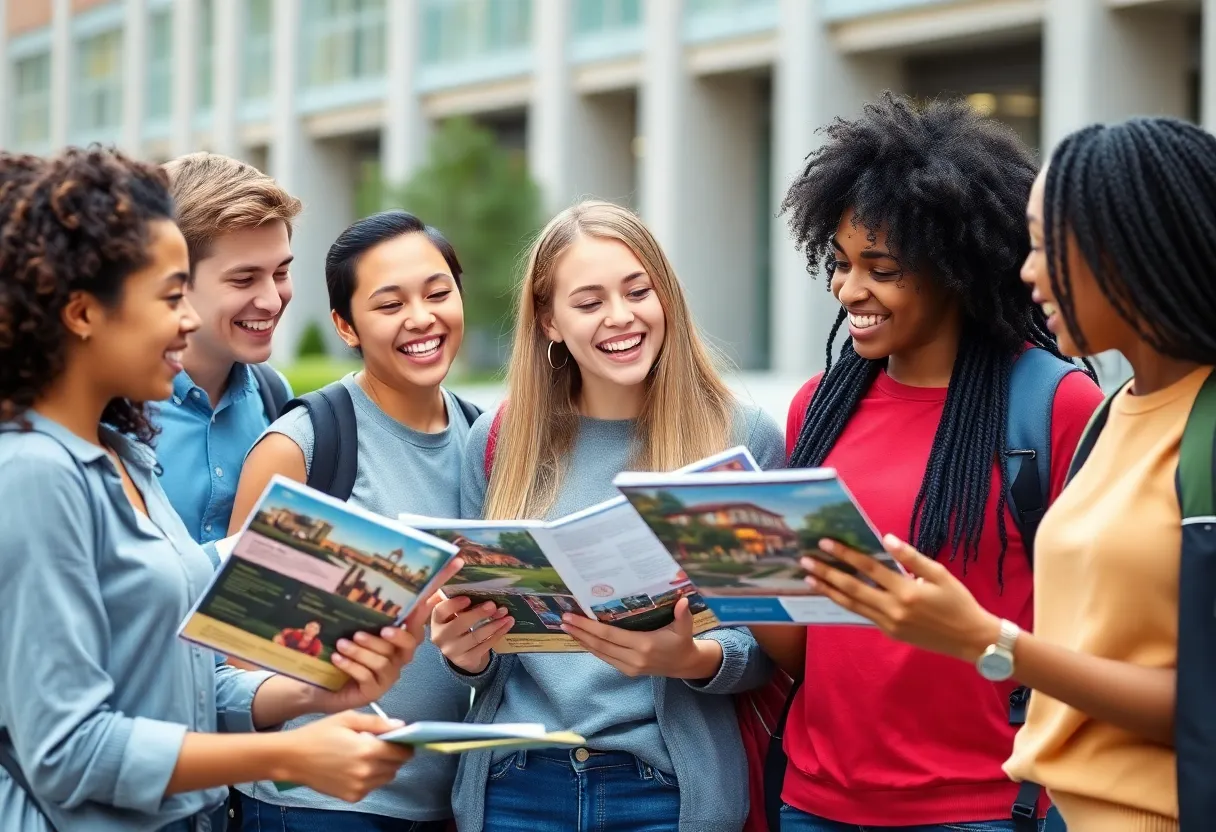 Students discussing college applications at UTC