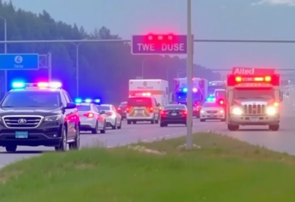 Scene of a three-vehicle crash on Amnicola Highway.