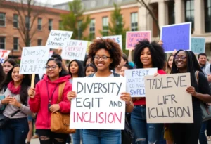 Students protesting against the elimination of DEI programs at UTC