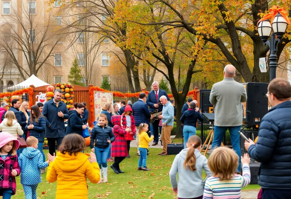 Outdoor events in Chattanooga with families and Halloween decorations