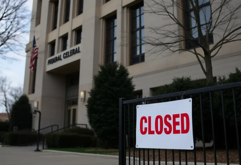 Federal building in Chattanooga with closed sign