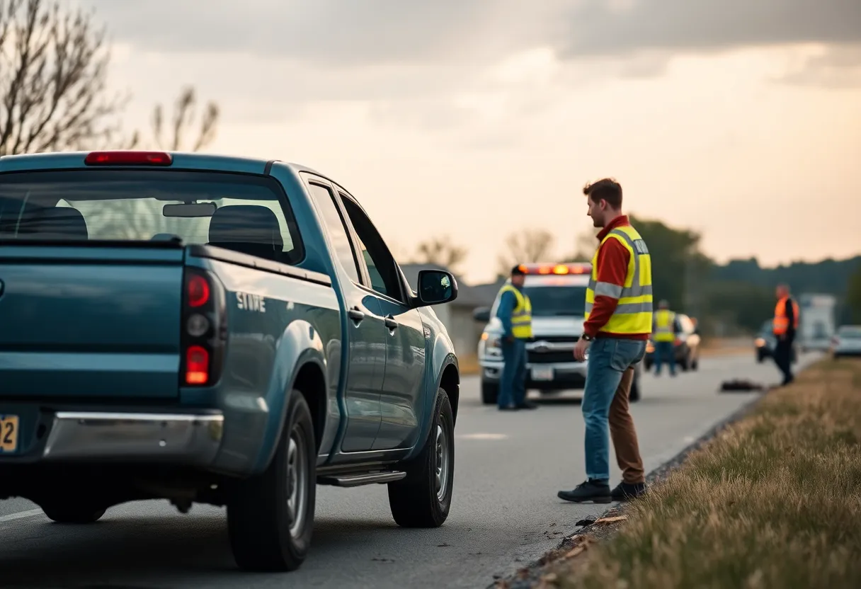 Emergency responders at the scene of a Chattanooga road accident