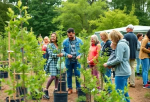 Residents receiving free native trees at the Chattanooga Tree ReLeaf Program
