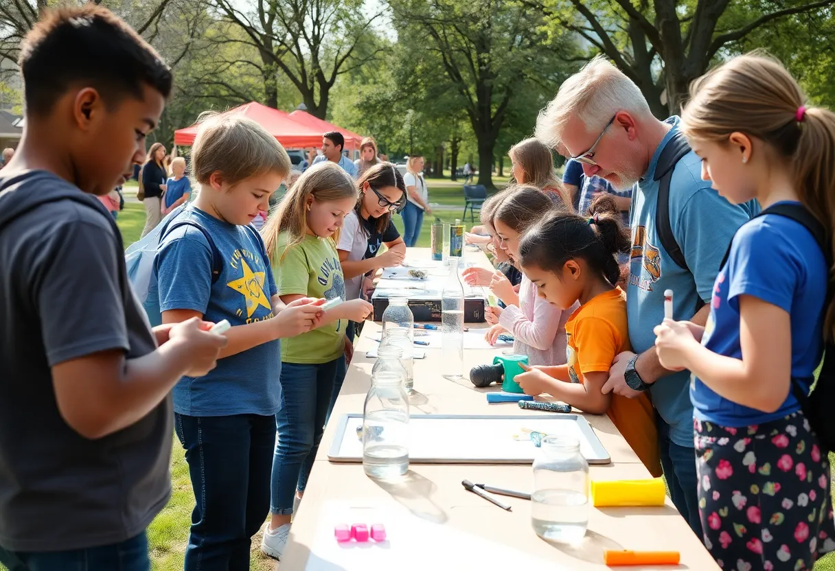 Families participating in STEM activities at Chattanooga's Smart is Cool Day.