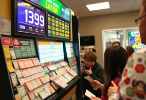 Players checking lottery tickets during a Tennessee Lottery drawing.
