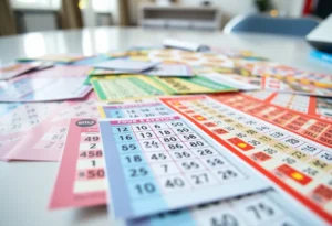 Colorful Tennessee Lottery tickets with winning numbers