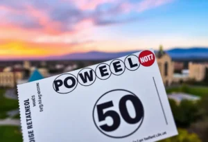 Powerball lottery ticket with Tennessee landmarks