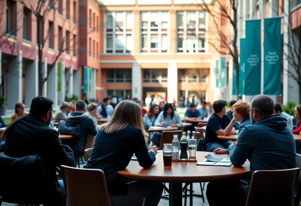 Students engaged in discussions at University of Tennessee at Chattanooga.