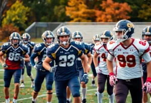 UTC football team practicing on the field