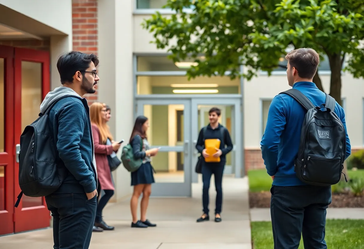 Students discussing at UTC campus.