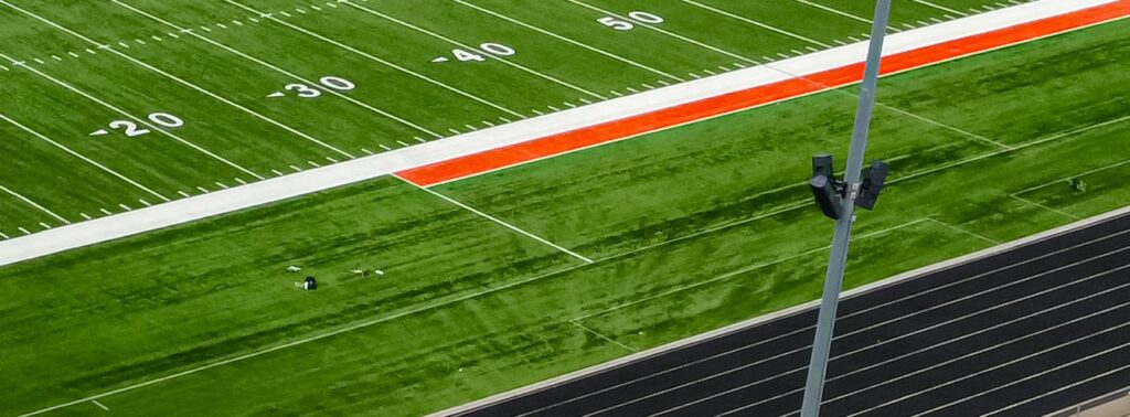 Football field sideline and yard numbers